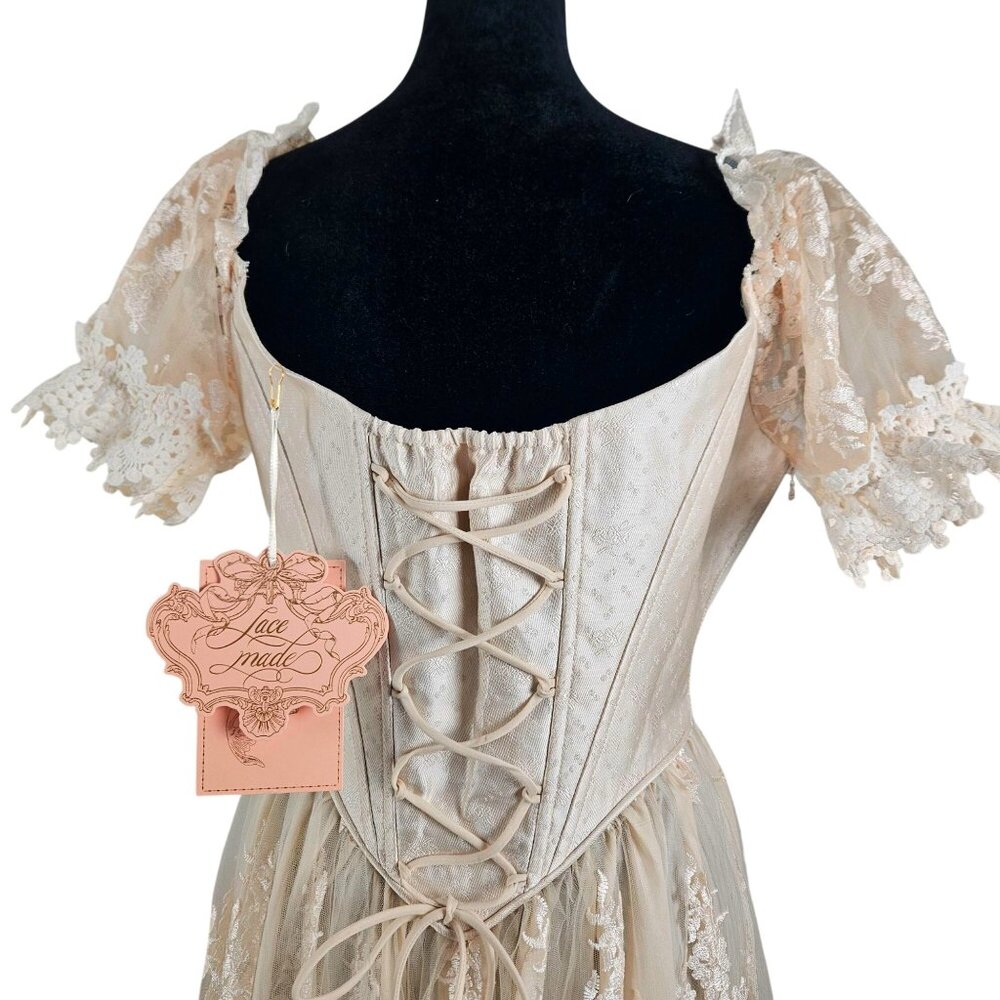 Lacemade Womens Elegant Large Corset Dress Stunning Lace Pearl Embellishments - Picture 10 of 16